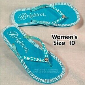 Brighton Womens 10 Rhinestone Flip Flips Sandals